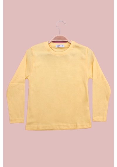 Panios Kids Düz 0 Yaka Uzun Kol Unisex Çocuk Sarı Sweatshirt Sarı