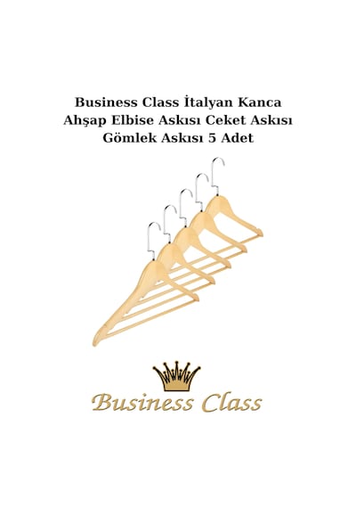 Ceket Askısı Business Class 45 Cm İtalyan Kanca Buluz Elbise Ahşap Askı 5 Adet Diğer