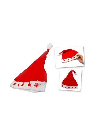 Yılbaşı Özel Işıklı Noel Baba Şapkası Kırmızı