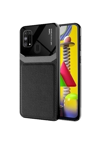 Samsung Galaxy Uyumlu M31 Kılıf Lens Deri Görünümlü Tpu Kapak