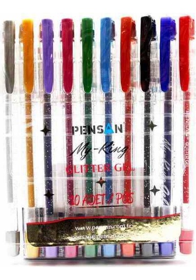 Simli Jel Kalem Fosforlu Kalem 10 Adet Pensan Glitter Gel Simli K