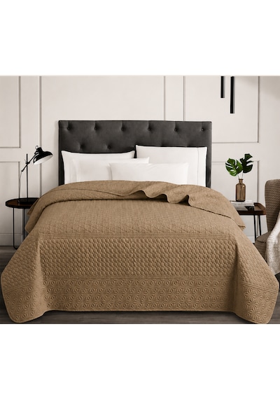 Kapreo Home Çok Amaçlı Çift Taraflı 8tek Kişilik Yatak Örtüsü 160 X 220 Açık Kahverengi