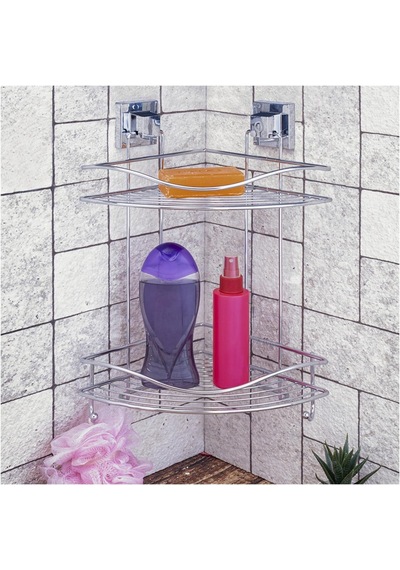 Tekno Tel Ef-253 Yapışkanlı 2 Katlı Köşelik Banyo Rafı Krom