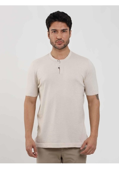 Dufy Bej Erkek Slim Fit Düz Düğmeli O Yaka Kazak - 104641-bej Bej