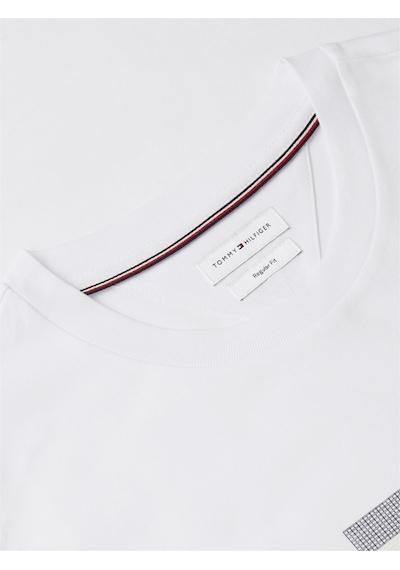 Tommy Hilfiger Scrıpt Flag Regular Tee Erkek Beyaz T-shirt - Mw0mw43226