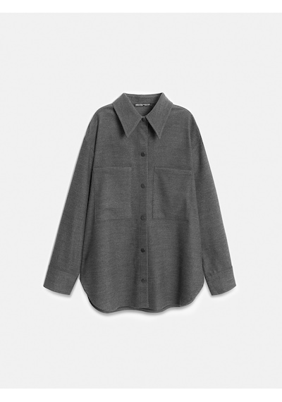 Dilvin 50537 Örme Oversize Gömlek-gri Gri