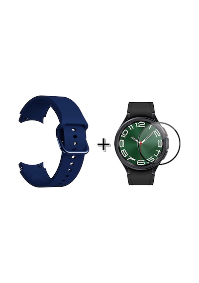 Forzacase Samsung Galaxy Uyumlu  Watch 6 Classic 47mm İçin Silikon Kordon Kayış + Ekran Koruma Filmi - Fc163 Lacivert