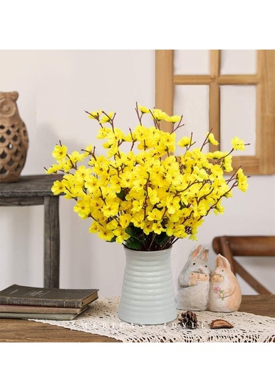 Nettenevime Yapay Çiçek Bahardalı Japon Kiraz Çiçeği 7 Dallı 57cm Sarı Diğer