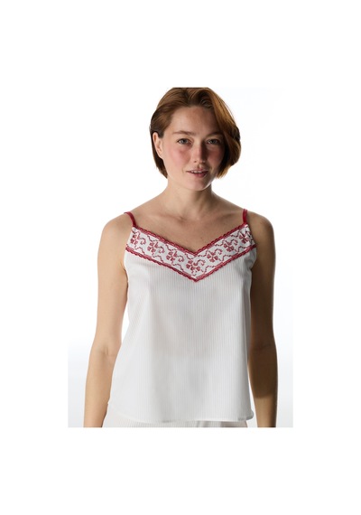 Penti Kırık Beyaz Magnifique Pamuklu Atlet Pijama Üstü