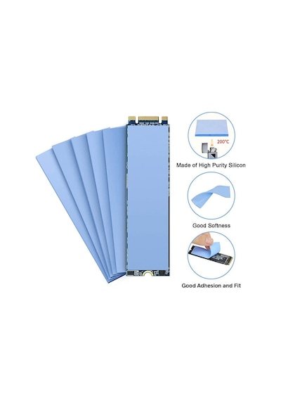 Wozlo 0.5mmx22x70mm Termal Pad M2 Ssd Ngff Nvme 2280 Chipset Soğutucu - 7x2cm - Mavi - 3.6w/mk