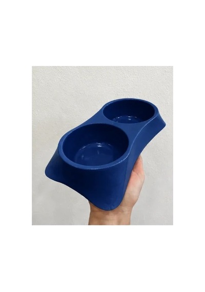İkili Model Beton Kedi Köpek Mama Ve Su Kabı 24cm 12cm 5cm - Lacivert