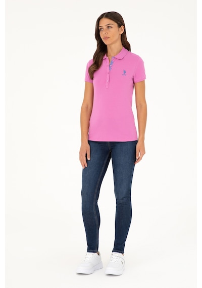 U.S. Polo Assn. Kadın Pembe Basic Polo Yaka Tişört 50280060-VR037