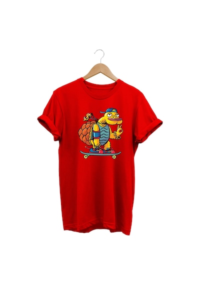 Charismatic Skater Turtle - Karizmatik Kaykaycı Kaplumbağa Baskılı Tshirt Kırmızı Charismatic Skater Turtle - Karizmatik Kaykaycı Kaplumbağa Baskılı Tshirt Kırmızı