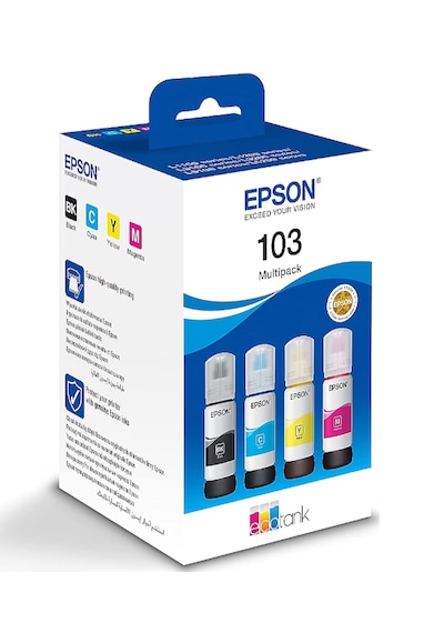 Epson 103  4 Renk Mürekkep Seti Siyah, Mavi, Kırmızı, Sarı - L3110 L3150 L3250 L3251 L1110 Yazıcı Uyumlu