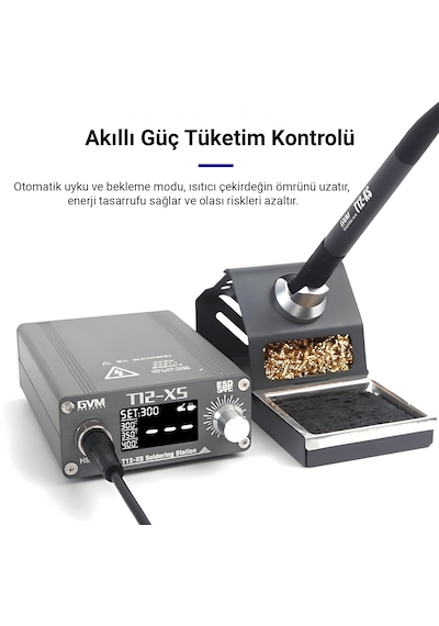 Gvm T12-xs Akıllı Dijital Havya İstasyonu 72w Lcd Ekranlı Profesyonel Lehimleme Seti