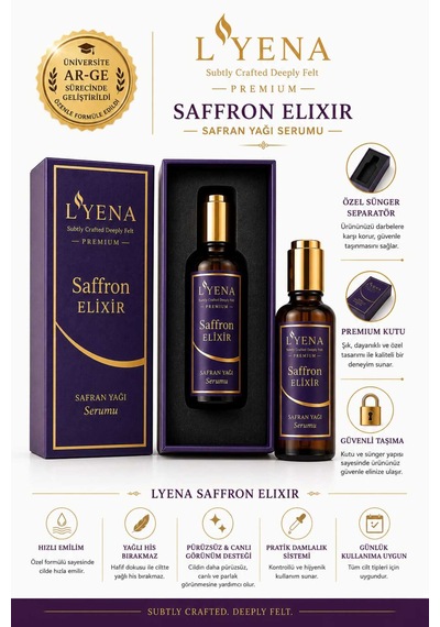 Lyena Premium Saffron Elixir Safran Yağı Cilt Bakım Serumu 50 Ml Canlı Ve Parlak Görünüm Destekleyici Serum
