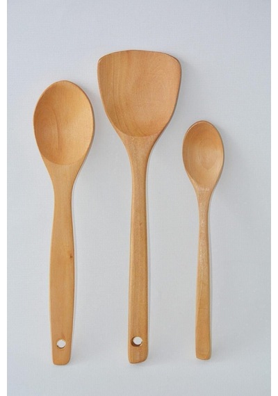 Kaşık 3lü Tahta Kaşık Spatula 869hsp73652417