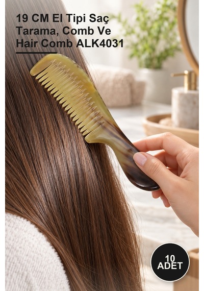 10 Adet Kemik Tarak 19 Cm El Tipi Saç Tarama, Comb Ve Hair Comb Alk4031