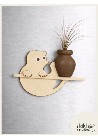 Kedi Bıyığı Toplayıcı Magnet-vazolu Buzdolabı Süs-2 Renkli Kedi Bıyığı Biriktirme Magnet Bej