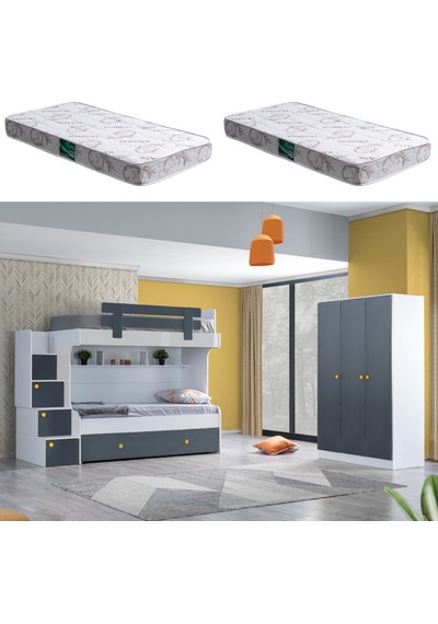 Ranza, Metris Yavrulu Ranza 3 Kapaklı Dolap 2 Adet Comfort Yatak 90 X 190 CM