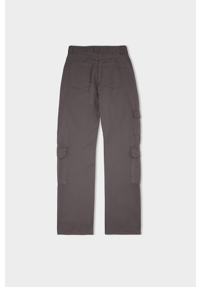 DeFacto Straight Fit Kışlık Gabardin Pantolon Kargo Cepli Normal Bel Düz Paça D3762AX24AUGR310 Gri