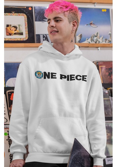 Sevbano One Piece Monkey D. Luffy Anime Sırt Baskılı Unisex Oversize Peny beyaz