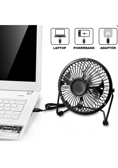 Masa Üstü Usb Fan Soğutucu Vantilatör Klima - Metal Serinletici Mini Vantilatör - Usb Girişli
