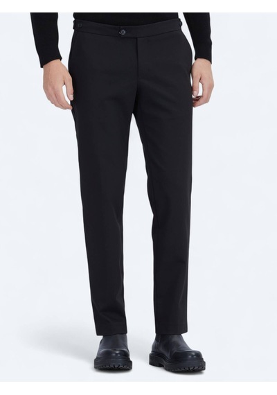 Kip Siyah Dokuma Regular Fit Smart Casual Pamuk Karışımlı Pantolon Siyah