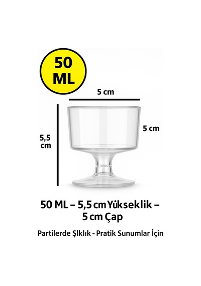 6 Adet Şık Ayaklı 50 Ml Tekila & Tatlı Bardağı