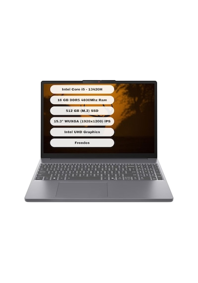 Lenovo IdeaPad Slim 3 15IRH10 83K100UMTR i5-13420H 16 GB 512 GB SSD 15.3" Free Dos Dizüstü Bilgisayar