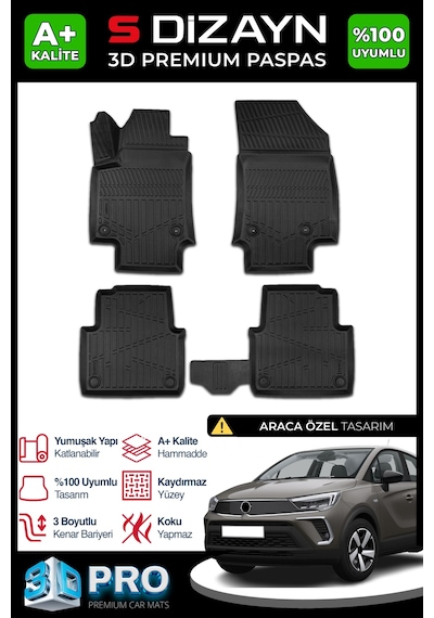 Opel Crossland 3d Pro Havuzlu Paspas 2020 Üzeri A+ Kalite 3ds-sdz102