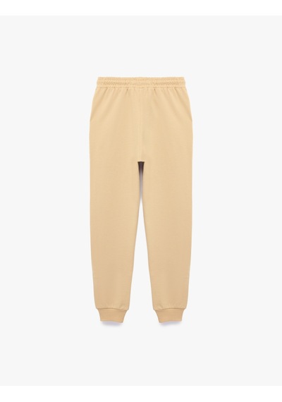 Koton Pamuklu Beli Lastikli Şardonlu Jogger Basic Eşofman Altı Bej 7wkb40010tk Ekru