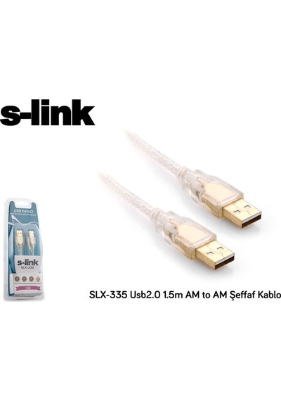 S-Link Slx-335 Usb2.0 1.5M Am To Am Şeffaf Kablo