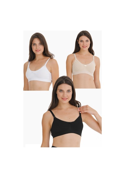 Parlingerie 3lü Hamile Emzirme Sütyeni Dantelli Kapsız Siyah-beyaz-ten Siyah - Beyaz - Ten