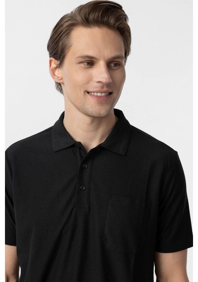 Süvari Waffle Sıfır Yaka Siyah Erkek T-shirt Sts1014000001