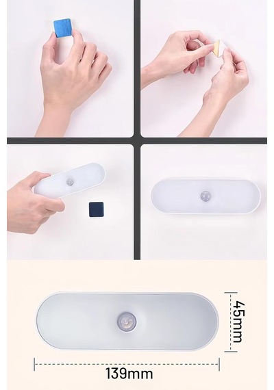 Usb Şarjlı Led Işık, Hareket Sensörlü, Beyaz Işık, Oda, Mutfak, Salon Ve Merdiven İçin Taşınabilir Lamba