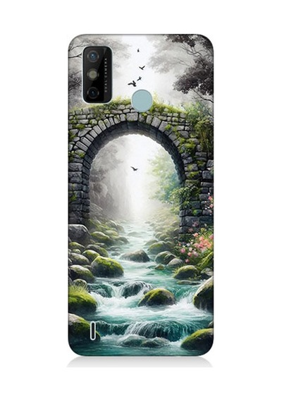 Tecno Spark 6 Go Uyumlu Sisli Taş Köprü Geçidi Desenli Silikon Kılıf Çok Renkli