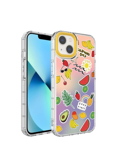 Apple Uyumlu  iPhone 13 Kılıf Renkli Desenli Sert Silikon Zore Korn Kılıf