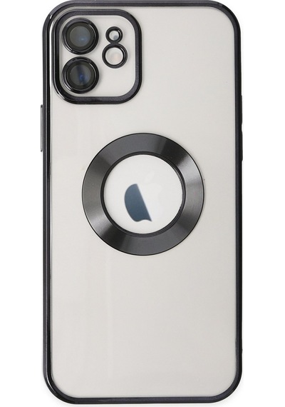 Apple Uyumlu iPhone 11 Kapak Yanları Renkli Lens Korumalı Logo Gösteren Şeffaf Luxury Kılıf - Rose Gold