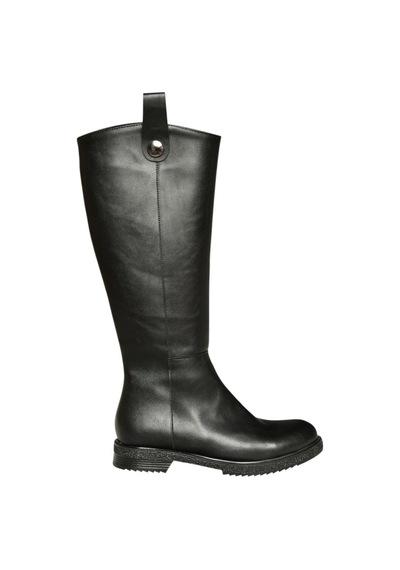 Fox Shoes V965012009 Siyah Düz Tabanlı Klasik Kadın Çizme Siyah-Suni Deri