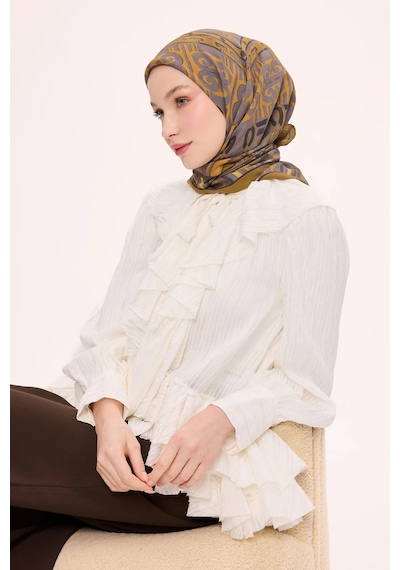 Silk Home Dört Mevsim Antik Motif Viskon Velora Eşarp 6420 Olive