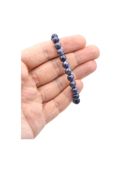 Murty99 Hakiki Doğal A Kalite Mavi Safir Taşı Bileklik 7.5 Mm Lacivert
