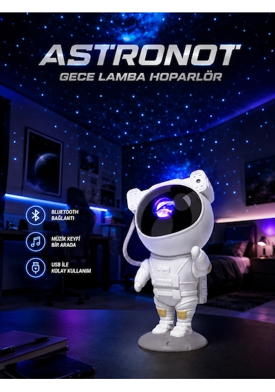 Mey İthalat Projeksiyon Astronot Lamba Speaker Sevimli Astronot Bluetooth Hoparlör Yeni Nesil