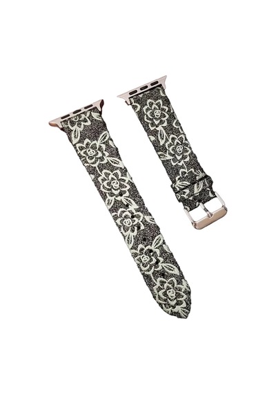 Newface Apple Watch 38mm Creeper Desenli Kordon - Siyah Diğer