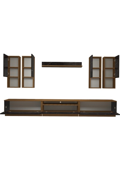 Decoraktiv Trendstyle 8das Mdf Tv Ünitesi Tv Sehpası Ceviz - Siyah Mermer