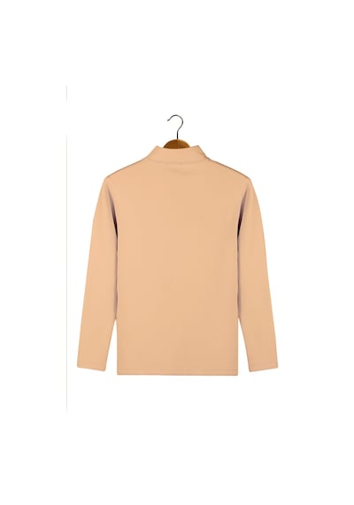 Terapi Men Erkek Krem Yarım Fermuarlı Basic Düz Sweatshirt Krem
