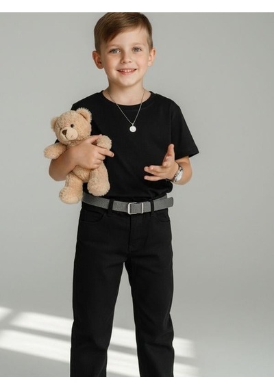 Zekids Erkek Çocuk Kemerli Gabardin Pantolon-16347 Siyah