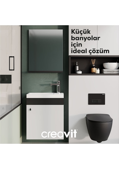 Creavit Elmas Lavabo Dolabı 45 Cm Beyaz-siyah Mat Beyaz Creavit Elmas Lavabo Dolabı 45 Cm Beyaz-siyah Mat Beyaz