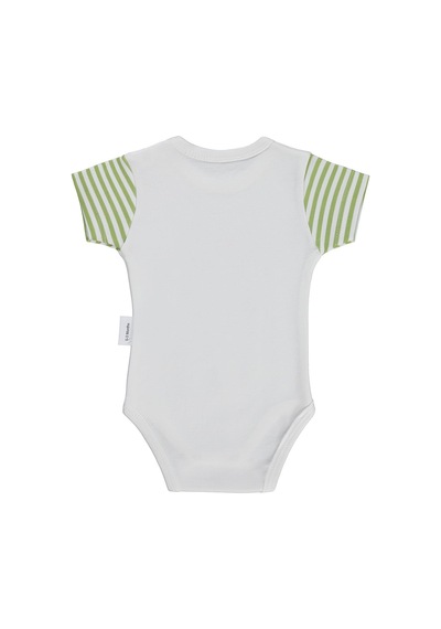 Nova Baby Yeşil Ema Kokulu Kısa Kol 1-12 Ay Çıtçıtlı Badi - Ekru