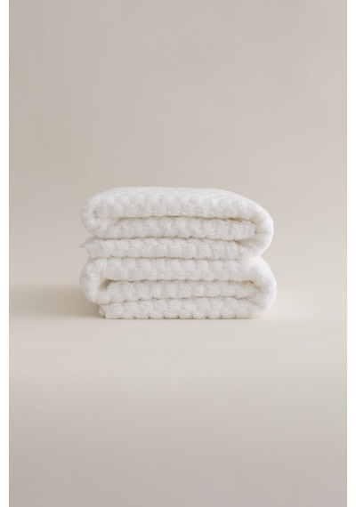 Ivory Beyaz Kabartma Dokulu Mikro Fiber %100 Pamuk 2li El Yüz Hav Beyaz